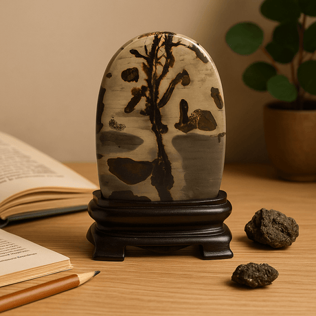 Dendritic Limestone Picture Stone Arch 145x110mm - SHAMTAM.COM