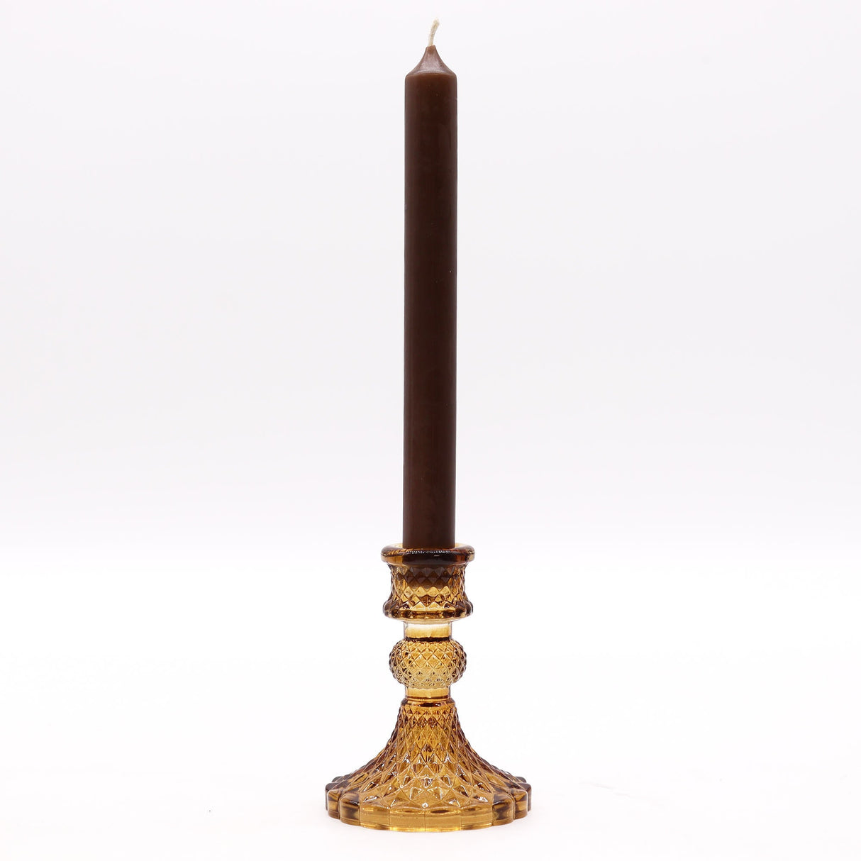 Vintage Dinner Candle Holder - Antique Amber (2 pcs) - SHAMTAM.COM