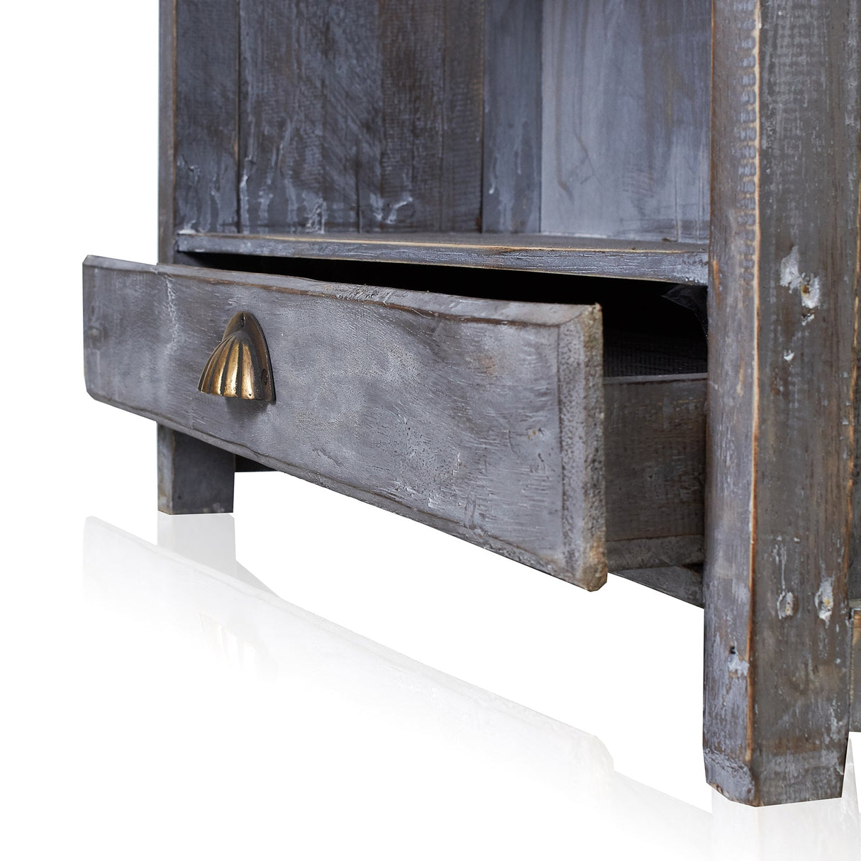Display Storage Cabinet Grey Wash Distressed Wood - SHAMTAM.COM