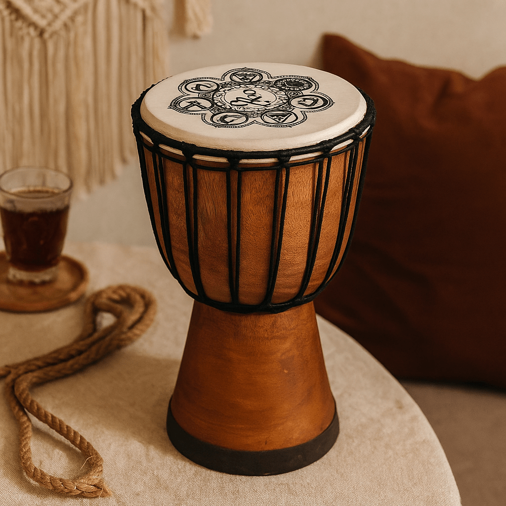 Djembe Drum Chakra Design Wide Top 17cm Diameter - SHAMTAM.COM