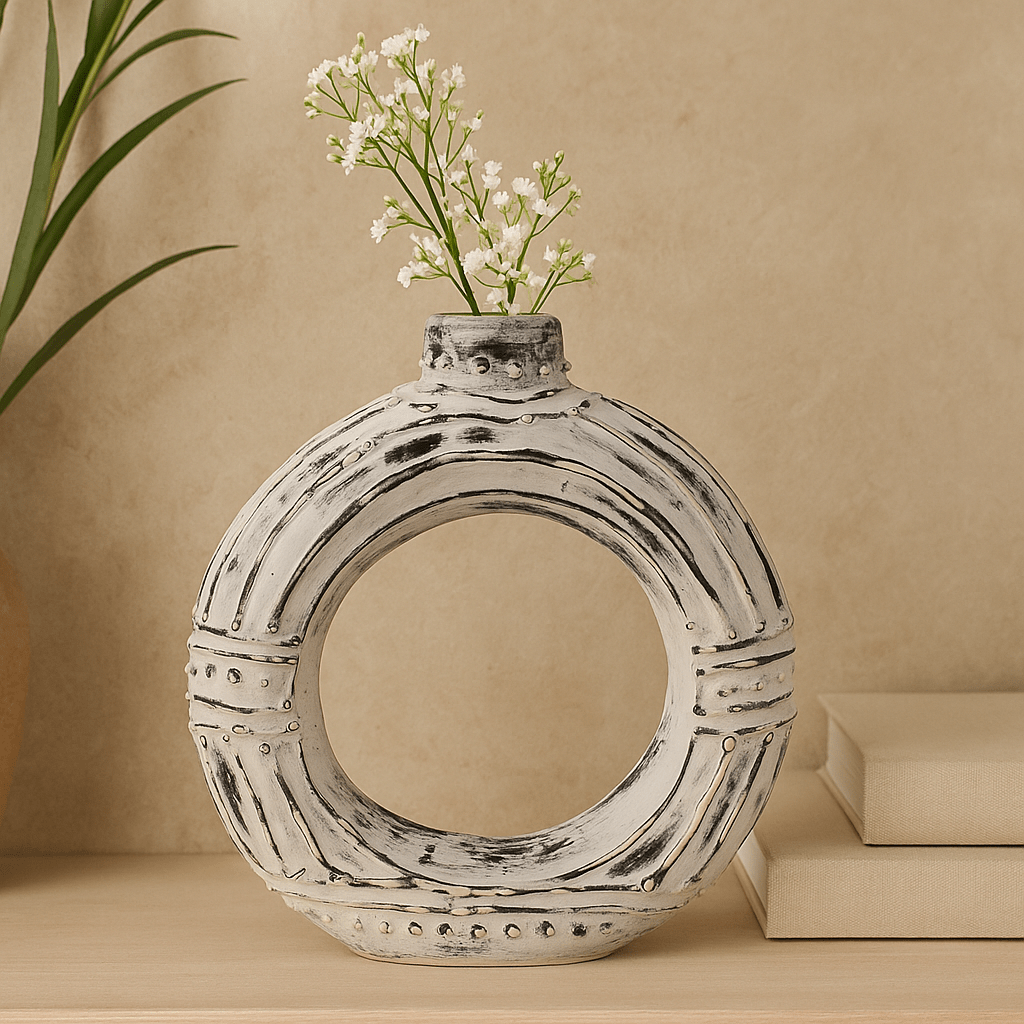 Donut Vase Cream 30cm - SHAMTAM.COM