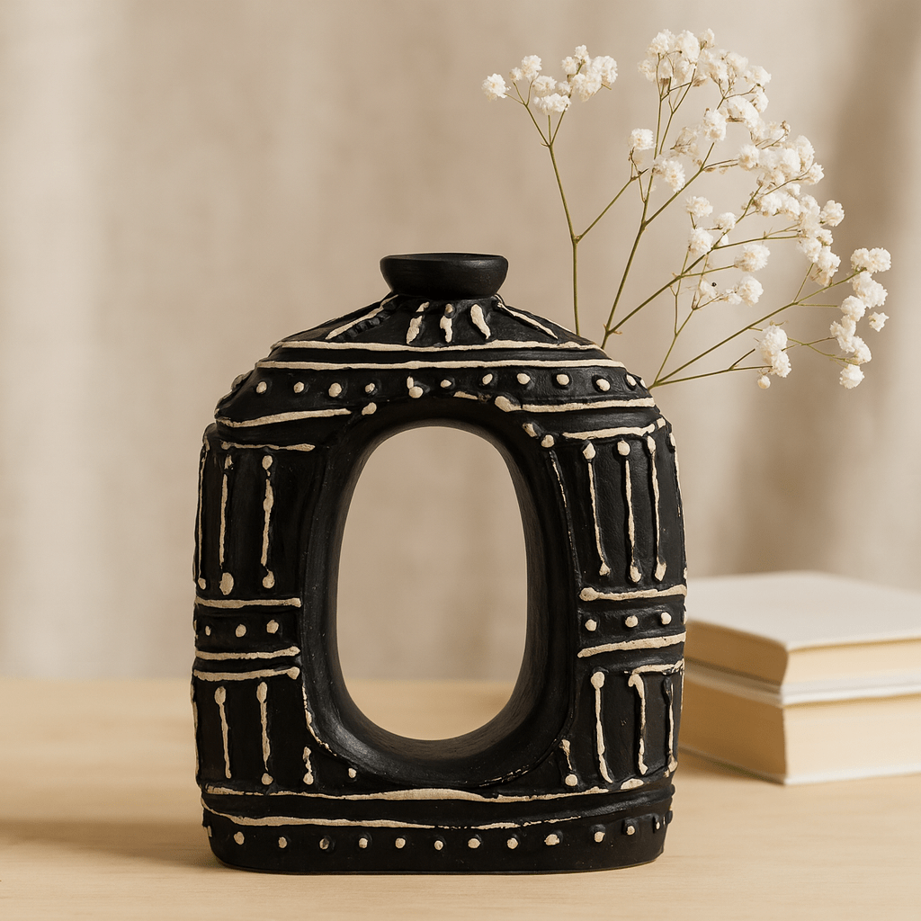 Donut Vase Oval Chocolate Brown 23cm - SHAMTAM.COM