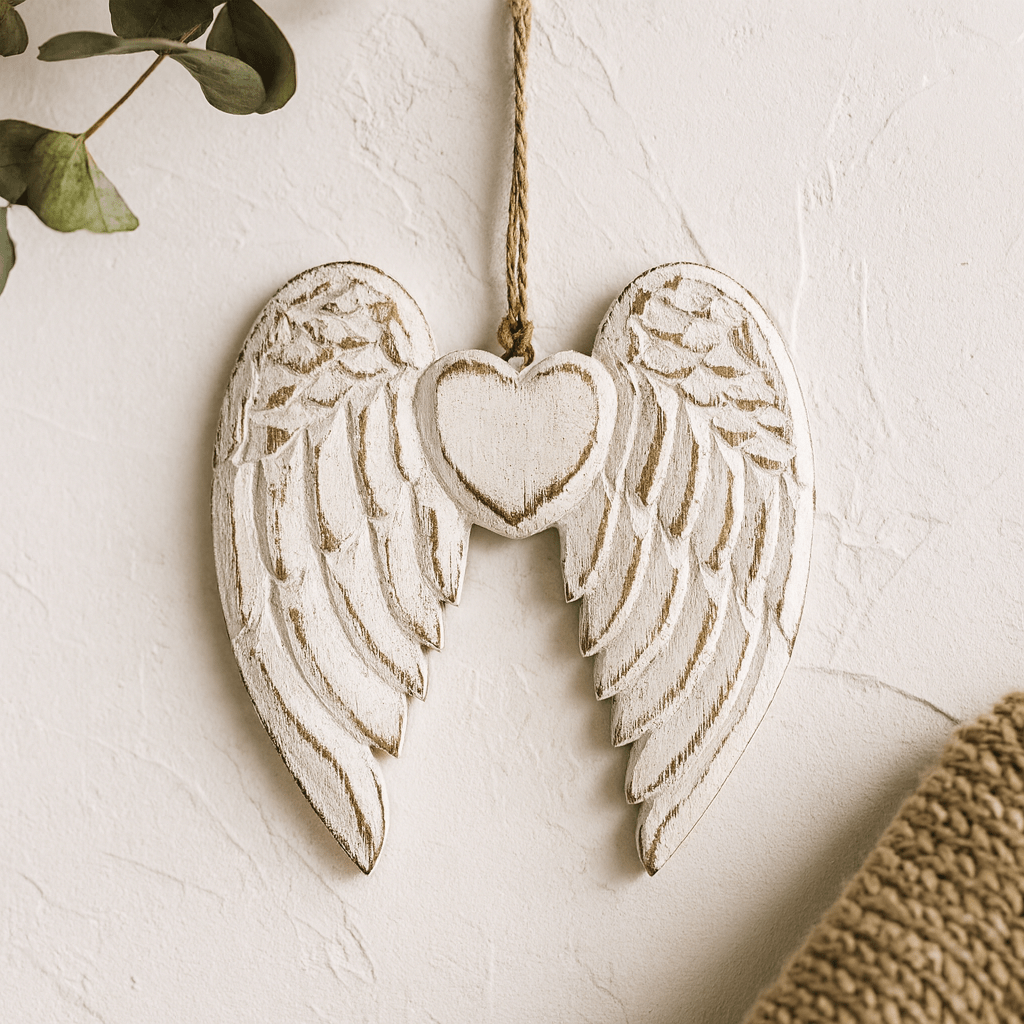 Double Angel Wing Heart Ornament, Handmade 15cm - SHAMTAM.COM