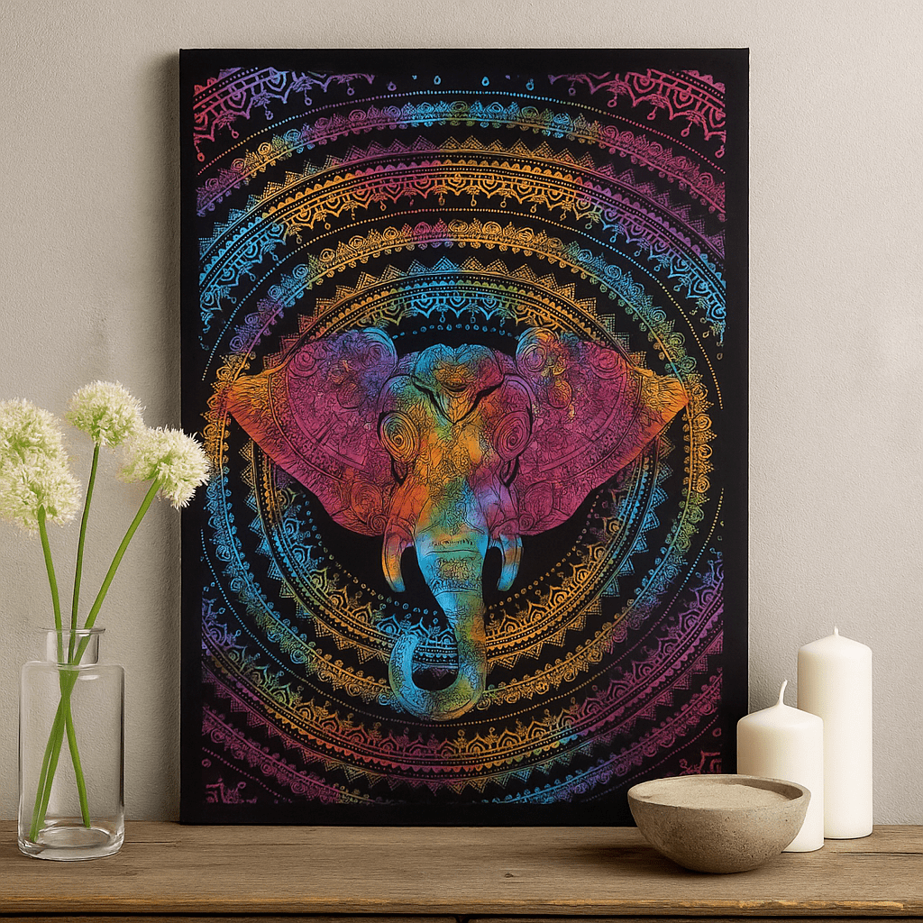 Double Cotton Bedspread and Wall Hanging - Elephant Head - SHAMTAM.COM