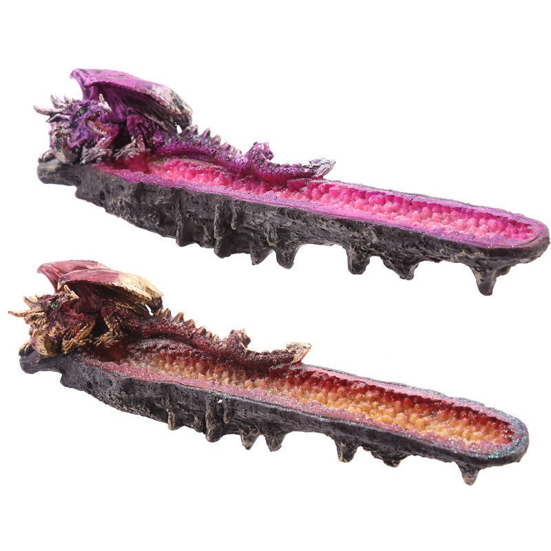 Enchanting Geode Crystal Dragon Incense Burner – Mystical Fantasy Décor with Intricate Dragon Design - SHAMTAM.COM