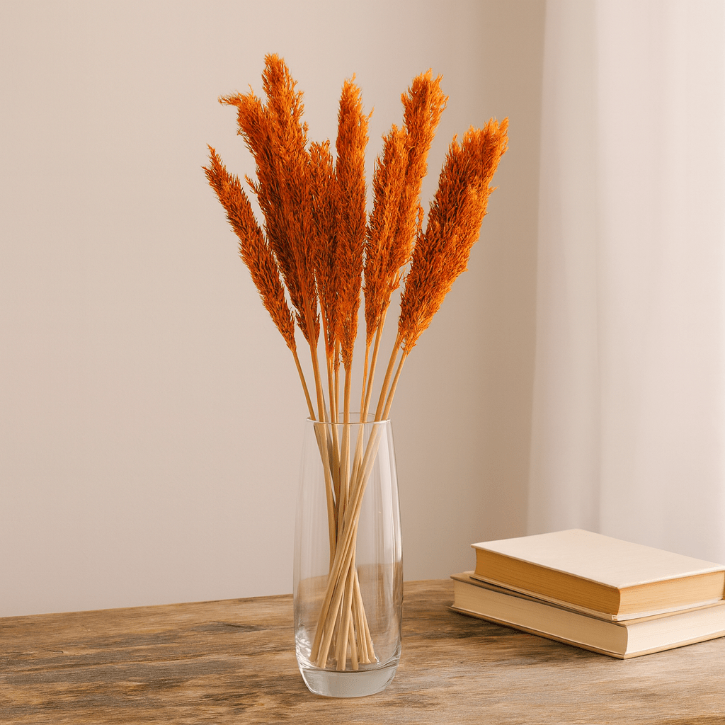 Dried Cantal Grass Bunches - Orange Set of 6 - SHAMTAM.COM