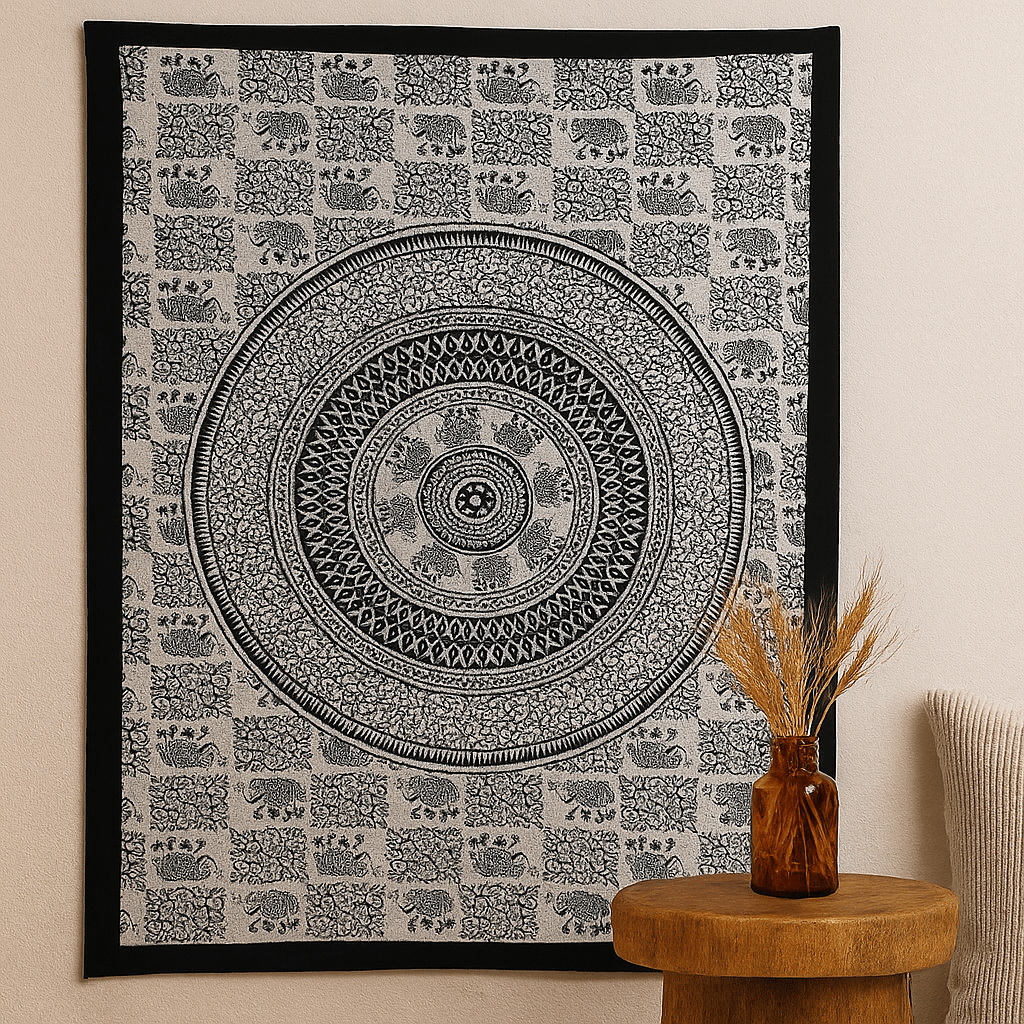 Elephant Mandala Bedspread Single Cotton Wall Hanging - SHAMTAM.COM