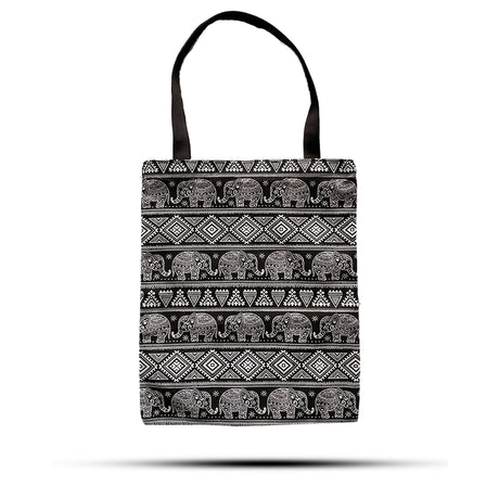 Charming Elephant Design Classic Tote Bag with Secure Zipper Closure - 40x34cm for Daily Essentials & Travel - SHAMTAM.COM