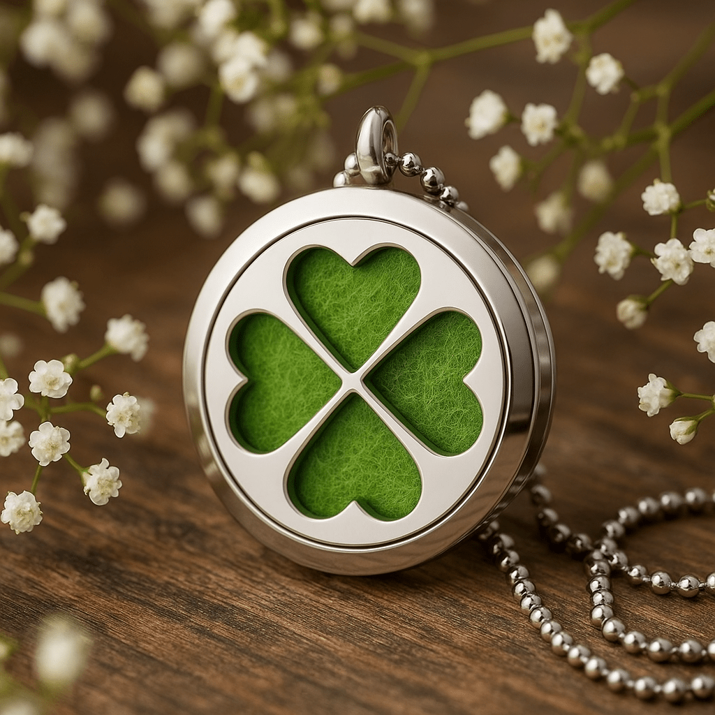 Essential Oil Diffuser Necklace, Four Leaf Clover 30mm - SHAMTAM.COM