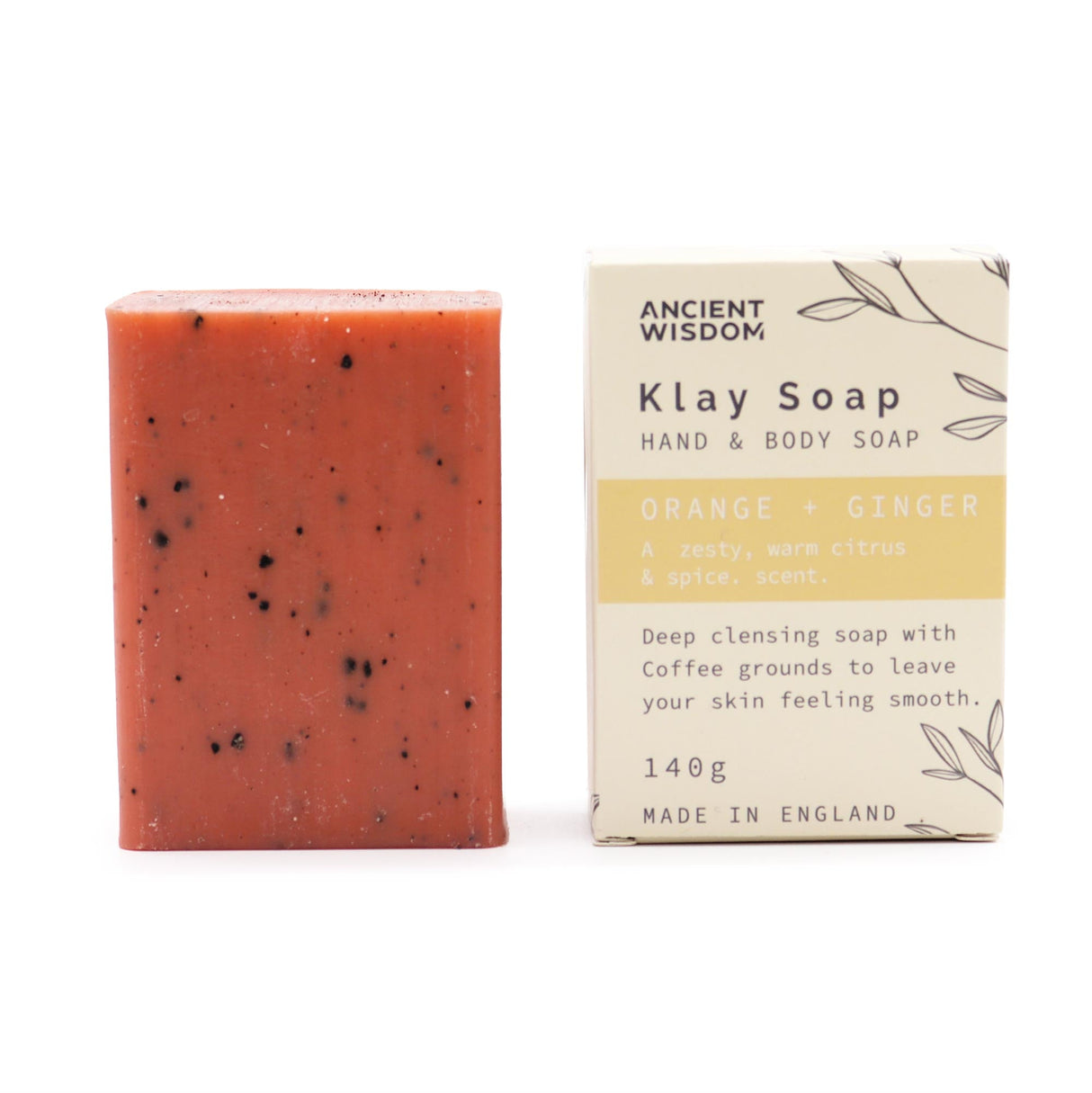 Energizing Orange & Ginger Exfoliating Soap Bar with Yellow Clay & Coffee Grounds - Natural Vegan Skincare Made in UK - SHAMTAM.COM