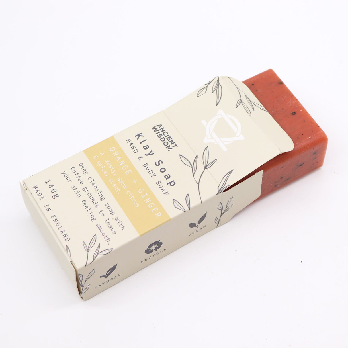 Energizing Orange & Ginger Exfoliating Soap Bar with Yellow Clay & Coffee Grounds - Natural Vegan Skincare Made in UK - SHAMTAM.COM