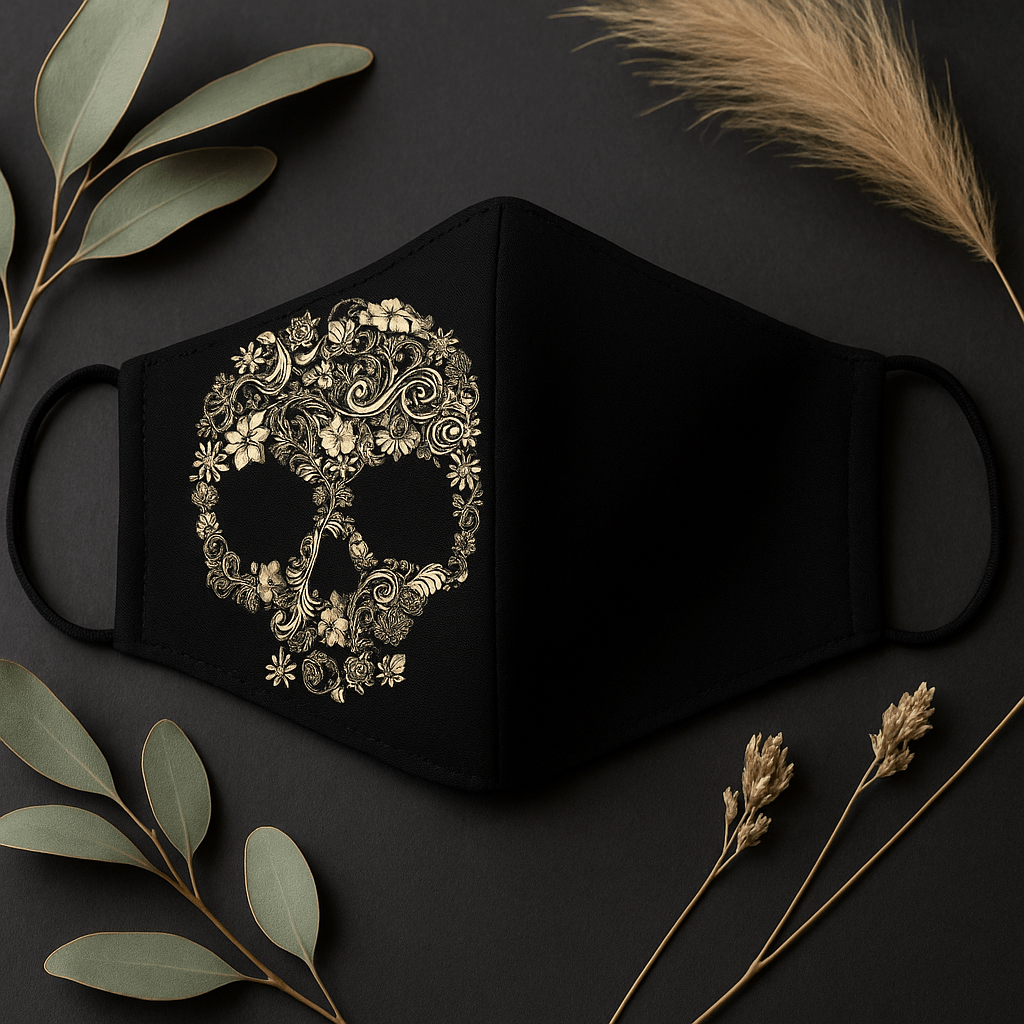 Face Mask Adult Reusable With Filter - Flower Skull - SHAMTAM.COM