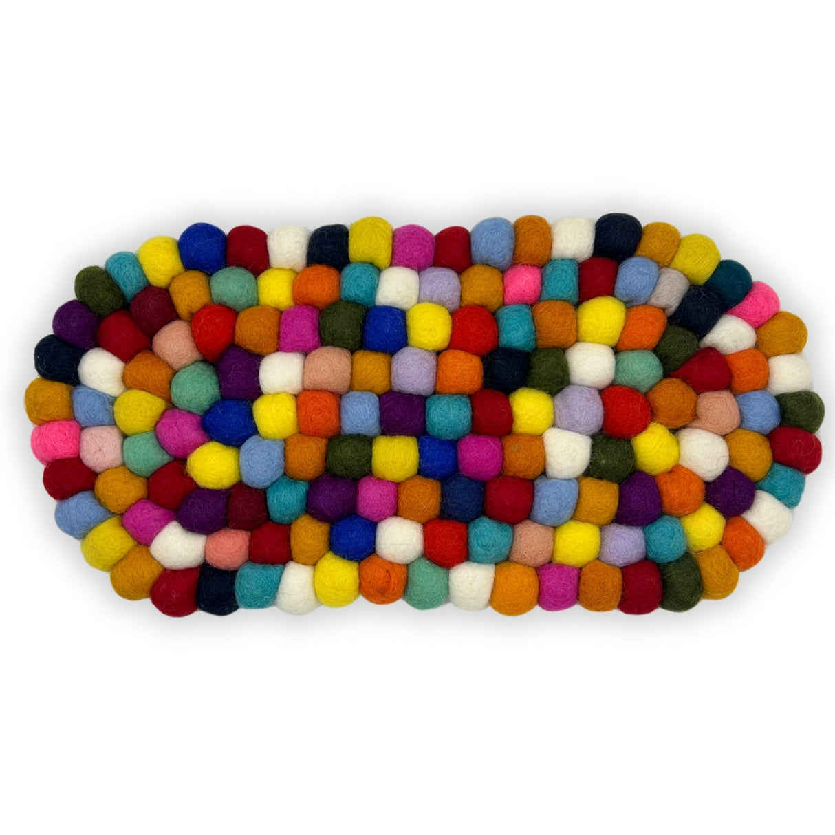 Felt Ball Oval Centre Mat - Multi Colour - SHAMTAM.COM