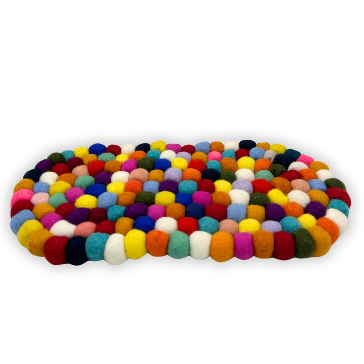 Felt Ball Oval Centre Mat - Multi Colour - SHAMTAM.COM