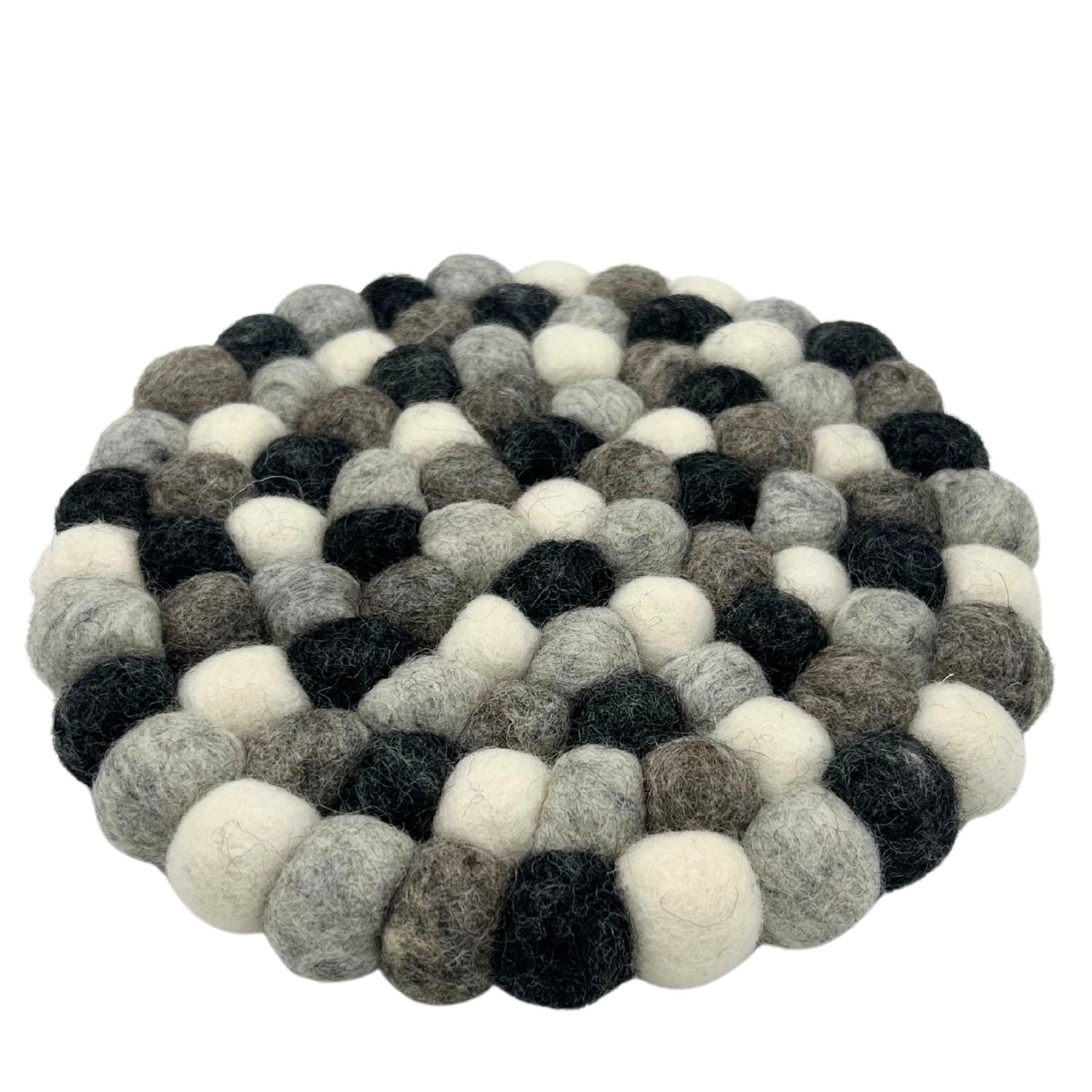 Felt Ball Round Placemat - Multi Grey Colour - SHAMTAM.COM