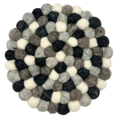 Felt Ball Round Placemat - Multi Grey Colour - SHAMTAM.COM