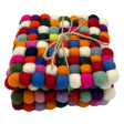 Felt Ball Square Coasters - Multi Grey colour (set of 4) - SHAMTAM.COM