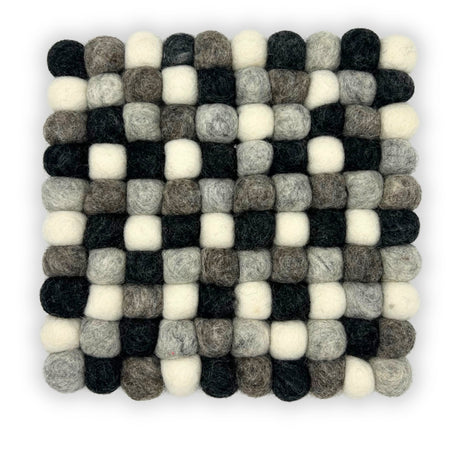 Felt Ball Square Placemat - Multi Grey Colour - SHAMTAM.COM