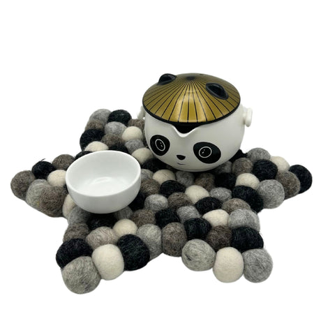 Felt Ball Star Centre Mat - Multi Grey Colour - SHAMTAM.COM