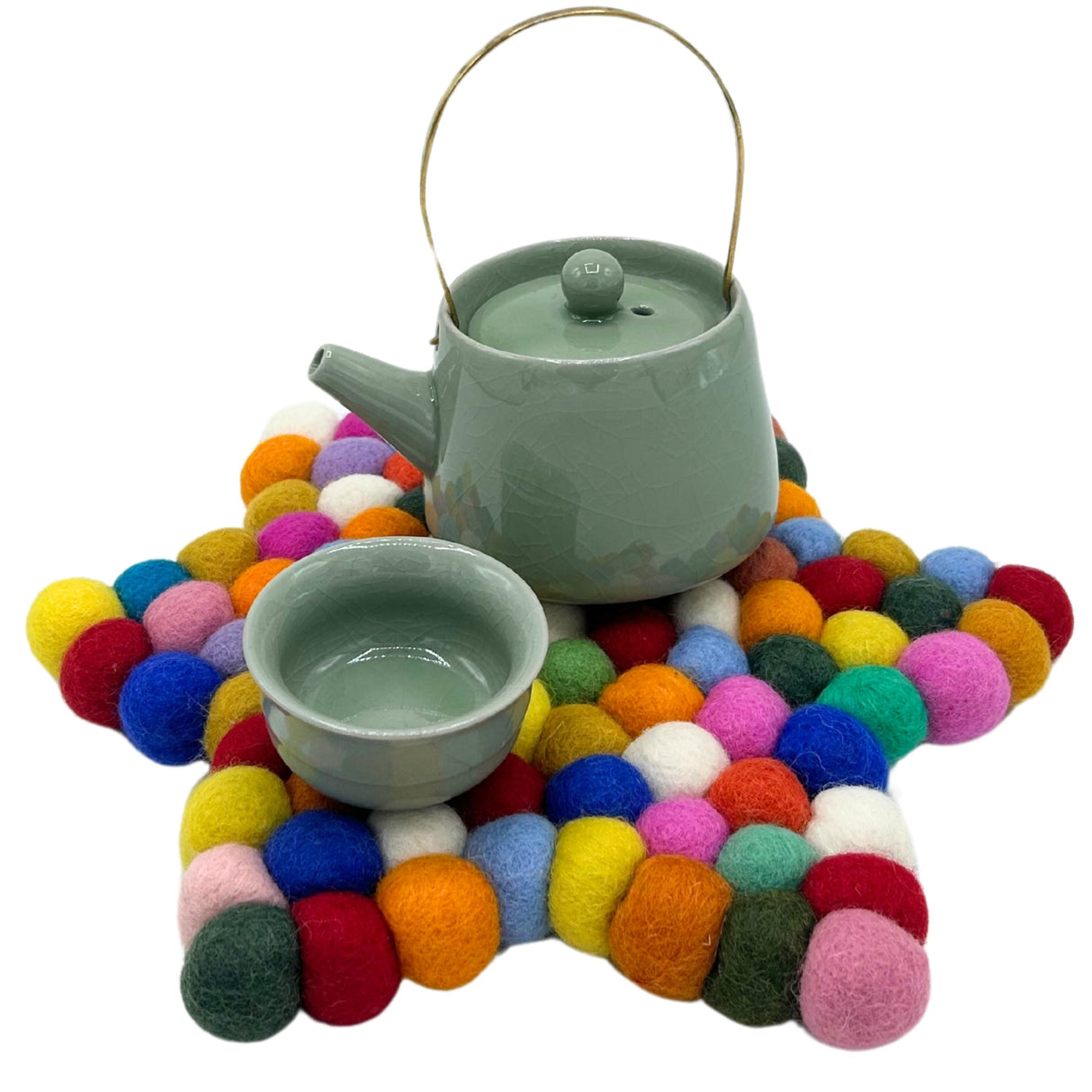 Felt Ball Star Centre Mat - Multi Colour - SHAMTAM.COM