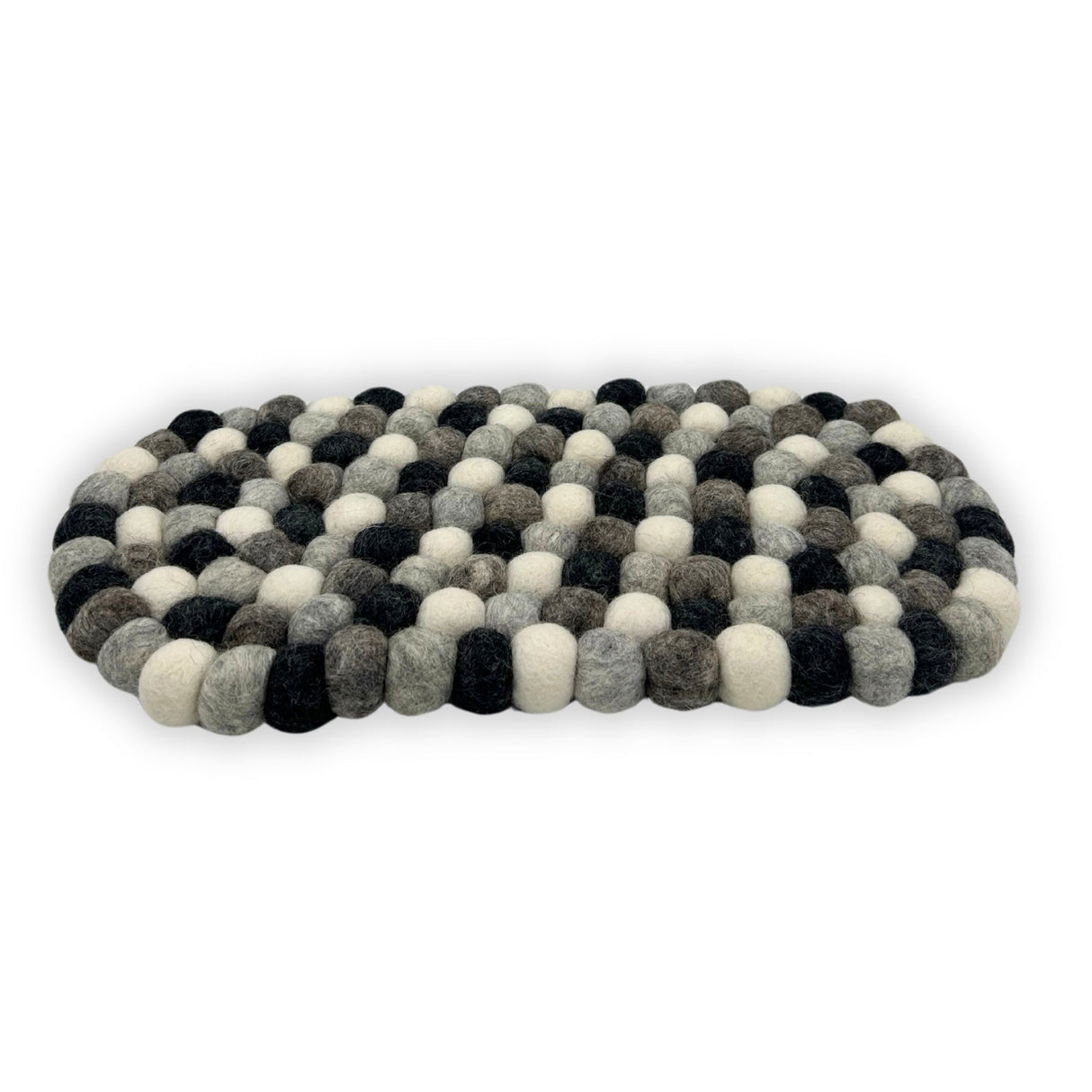 Felt Ball Oval Centre Mat - Multi Grey Colour - SHAMTAM.COM