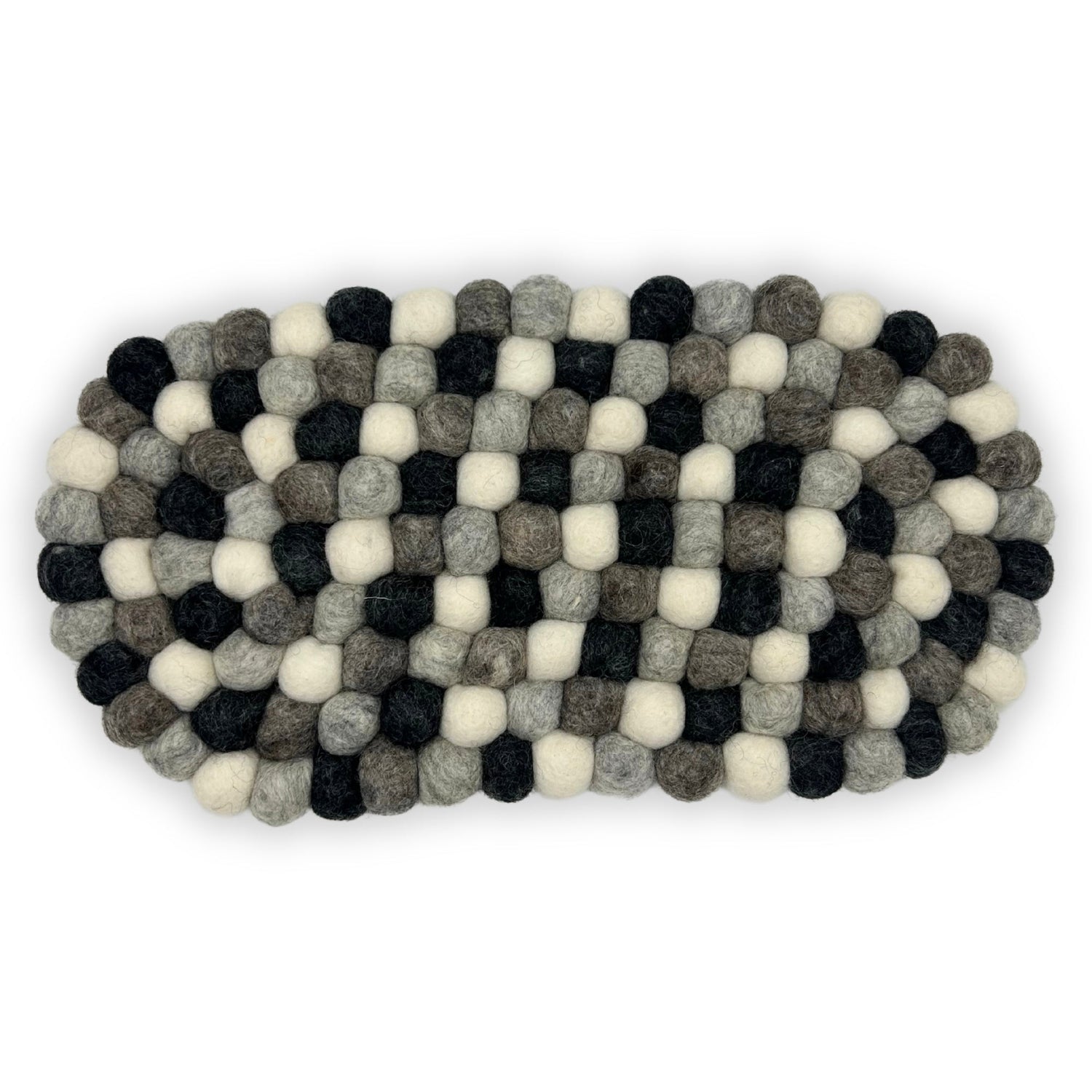 Felt Ball Oval Centre Mat - Multi Grey Colour - SHAMTAM.COM