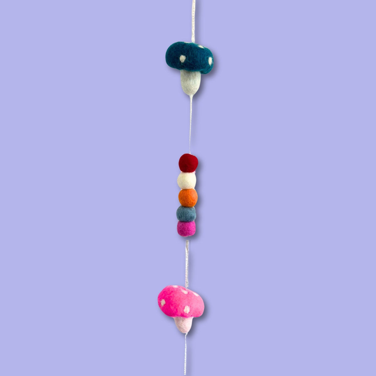 Whimsical Felt Mushroom Wall Hanging Garland with Colorful Balls and Bell - Decorative Home Decor - SHAMTAM.COM