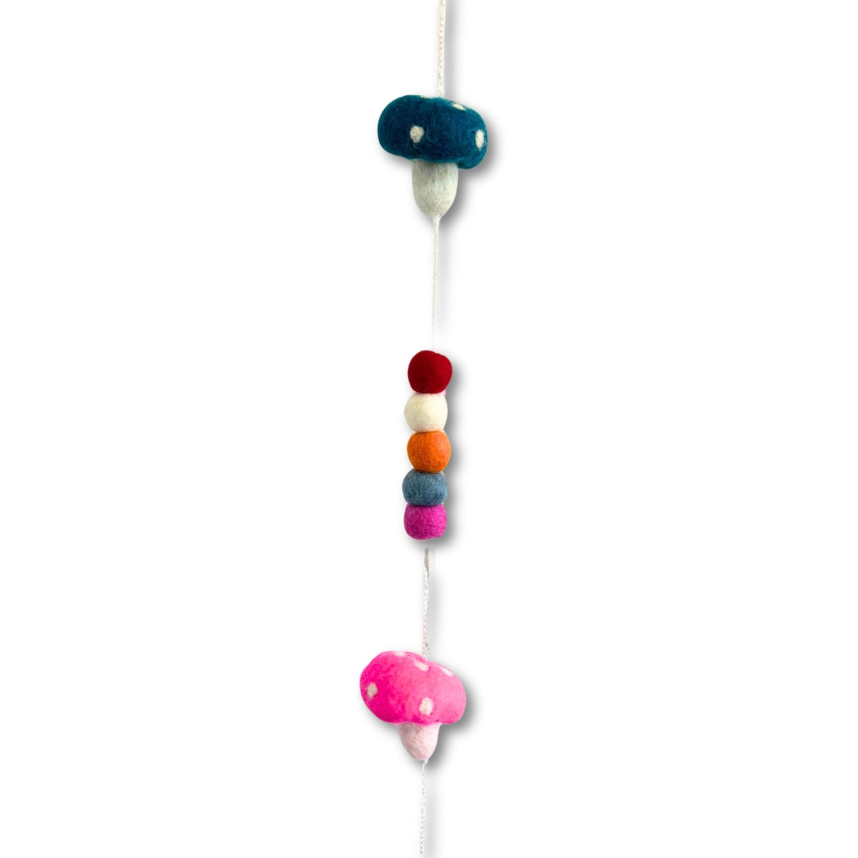 Whimsical Felt Mushroom Wall Hanging Garland with Colorful Balls and Bell - Decorative Home Decor - SHAMTAM.COM