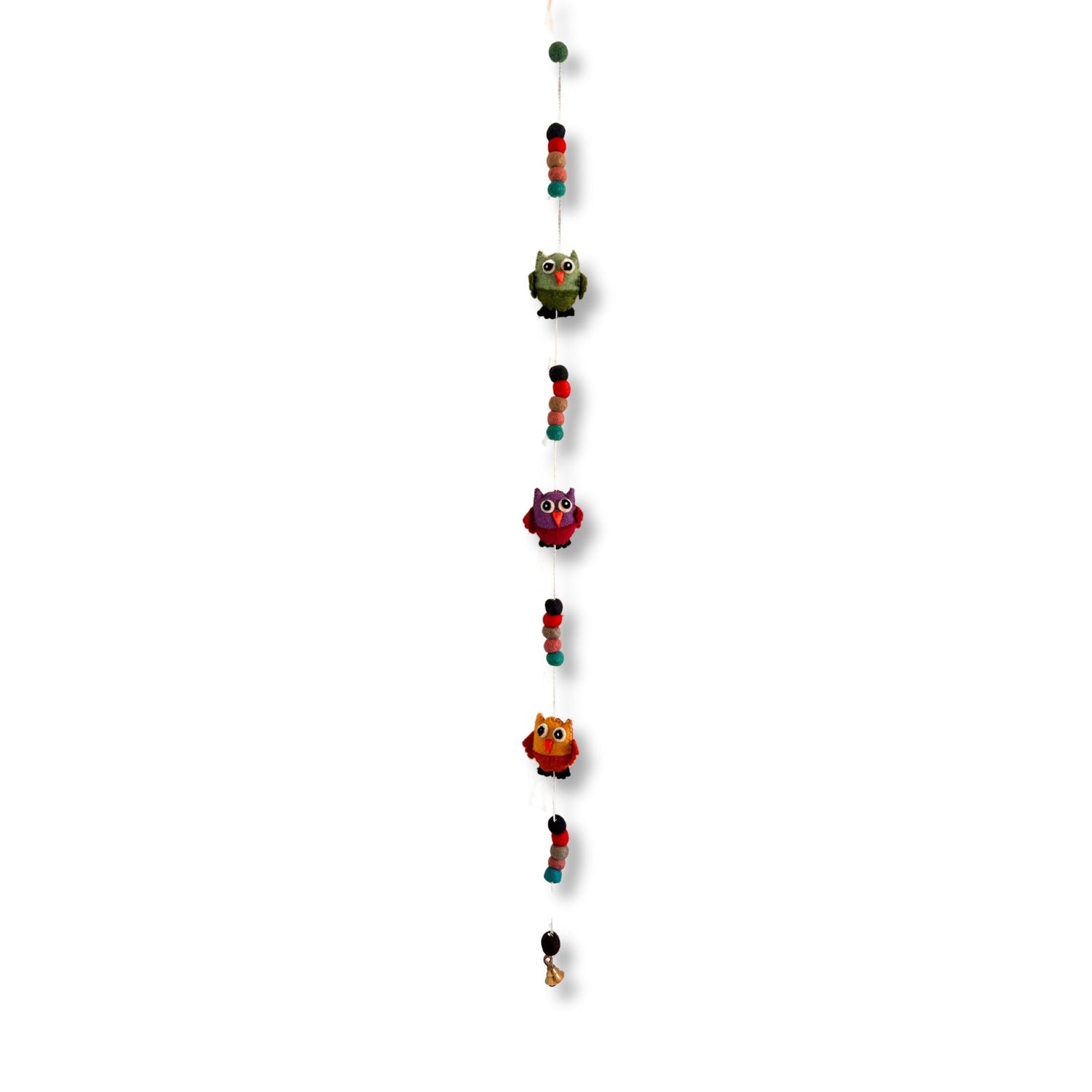 Colorful Felt Owl Wall Hanging Garland with Bell - Whimsical Decorative Felt Balls for Home Decor - SHAMTAM.COM