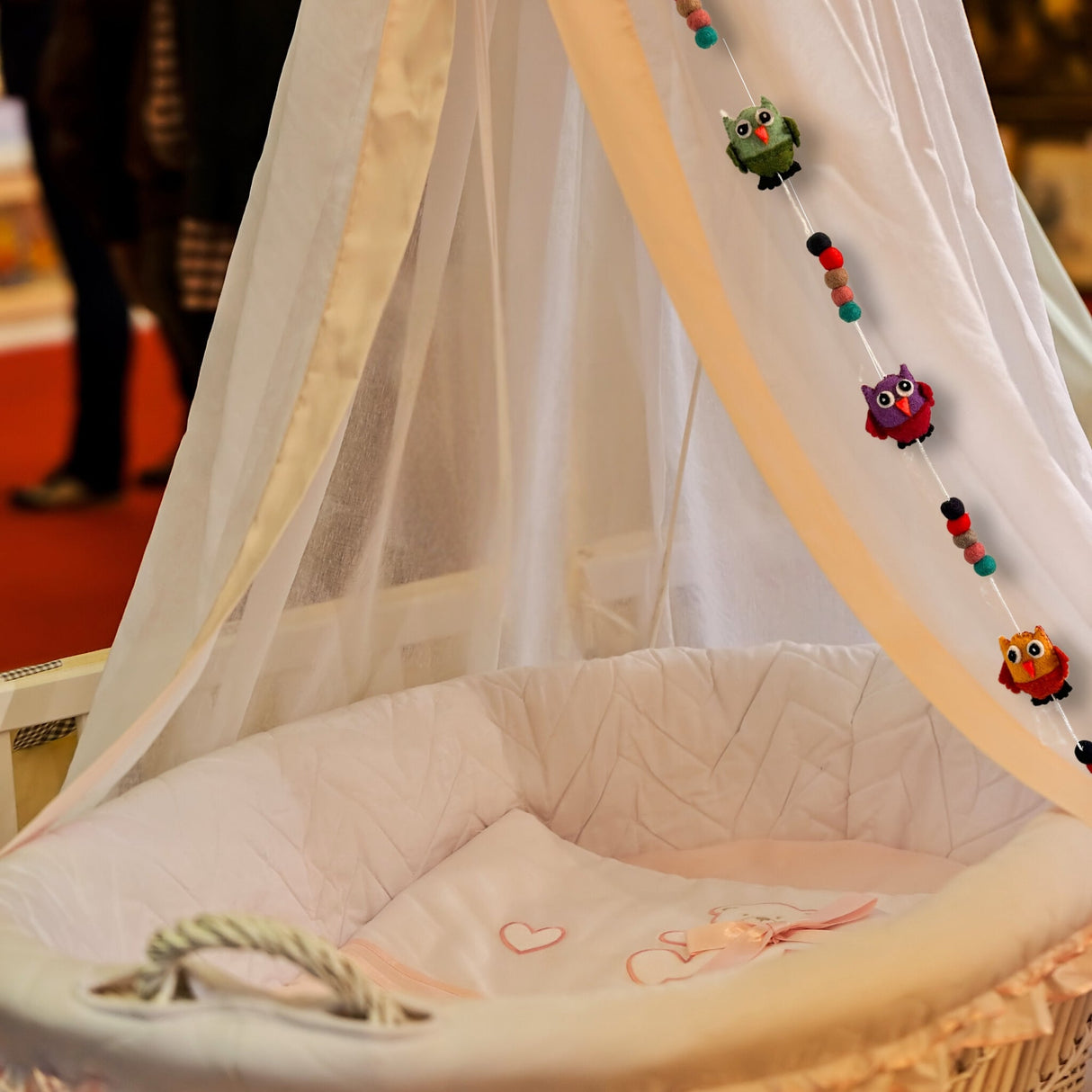 Colorful Felt Owl Wall Hanging Garland with Bell - Whimsical Decorative Felt Balls for Home Decor - SHAMTAM.COM