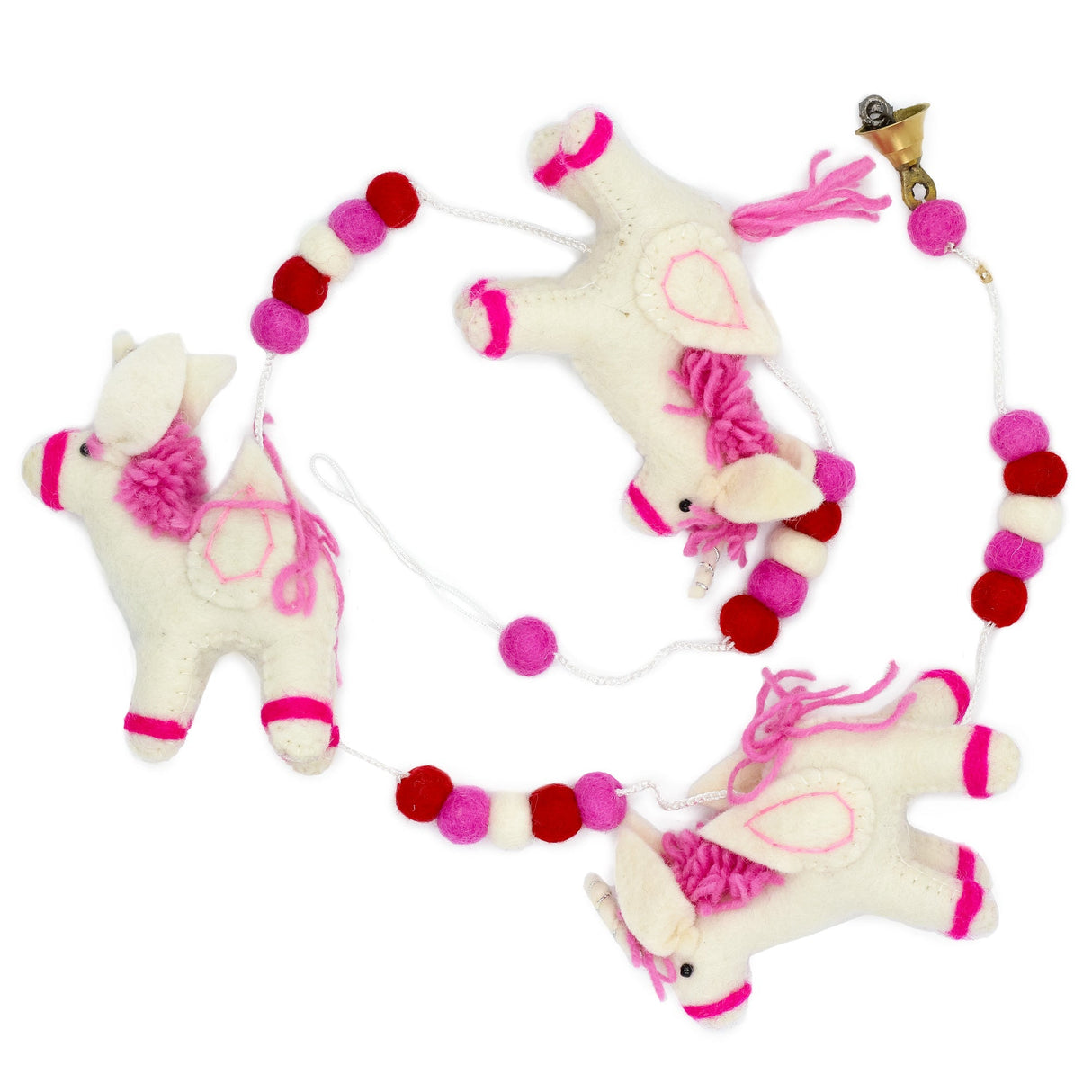 Handcrafted Felt Unicorn Wall Hanging Garland with Pink Accents and Embroidered Details - SHAMTAM.COM