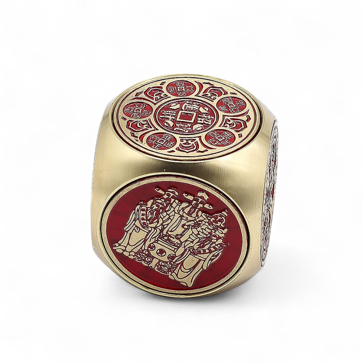 Feng Shui Red Brass Prosperity Cube Paperweight - SHAMTAM.COM
