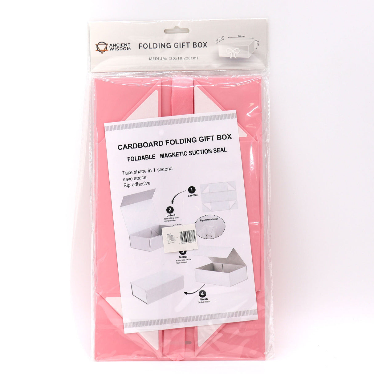 Flat Pack Gift Box - Medium Square (20x18.2x8cm) - Pink - SHAMTAM.COM