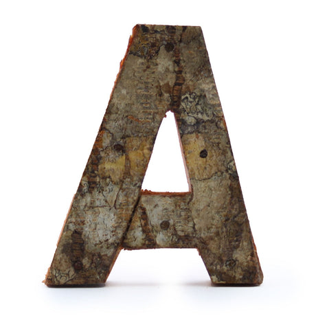 Freestanding Letter A Rustic Bark 7 cm - SHAMTAM.COM