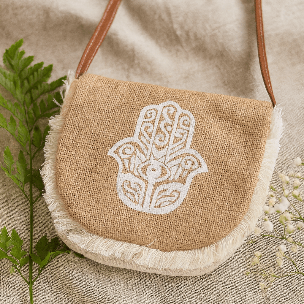 Fringe Bag, Hamsa Print - SHAMTAM.COM