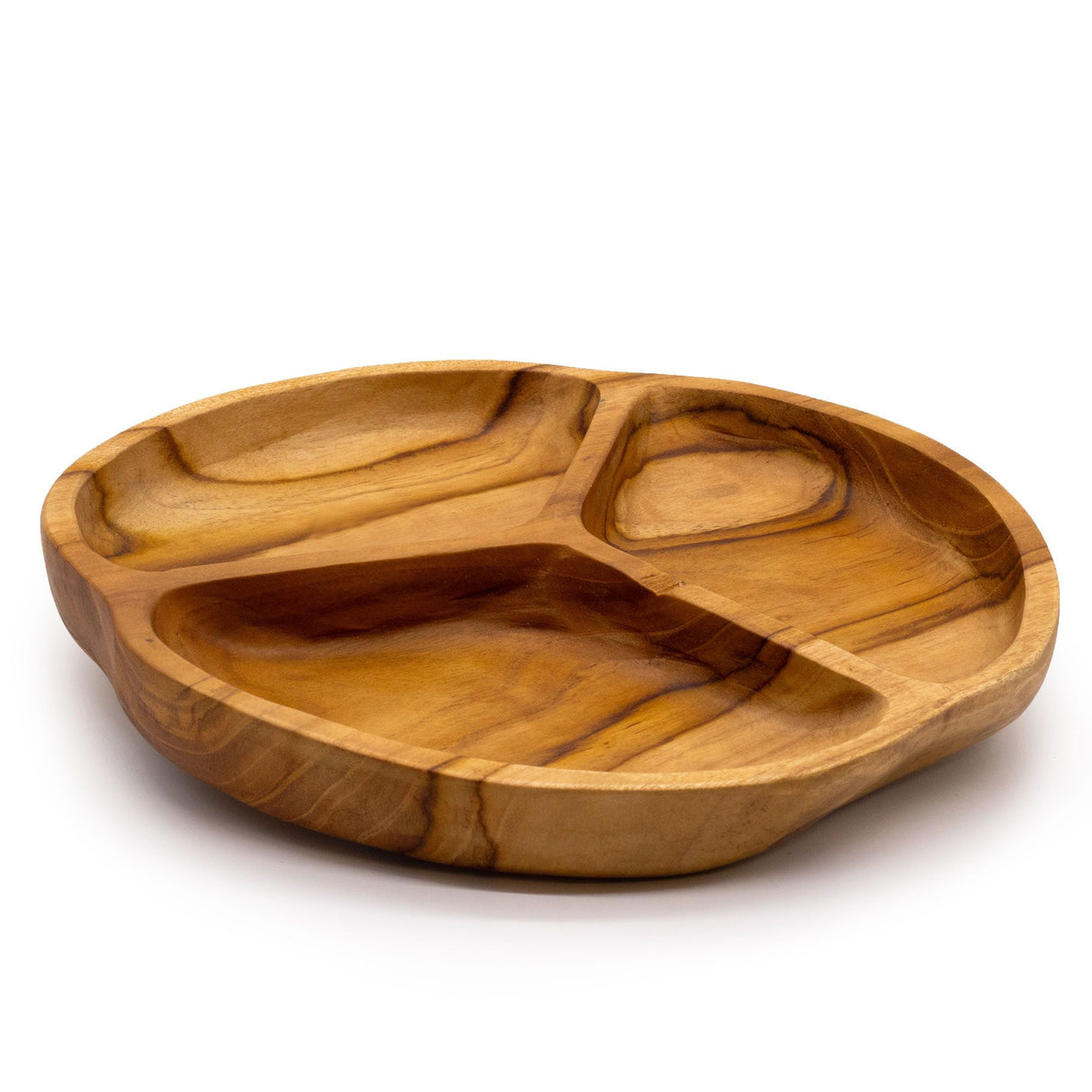 Fruit Bowl Teak Wood 3 - Section 30x4cm - SHAMTAM.COM