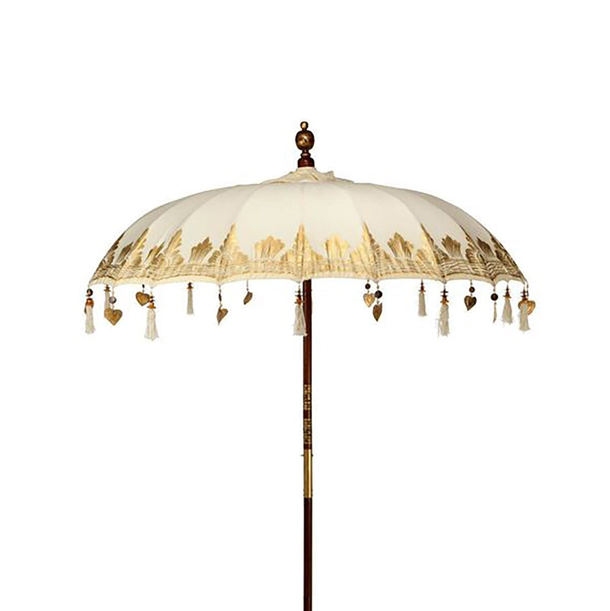 Handcrafted Bali Patio Parasol with Gold Leaf Patterns - 2m Canvas Umbrella for Elegant Outdoor Decor (UK Mainland Shipping Only) - SHAMTAM.COM