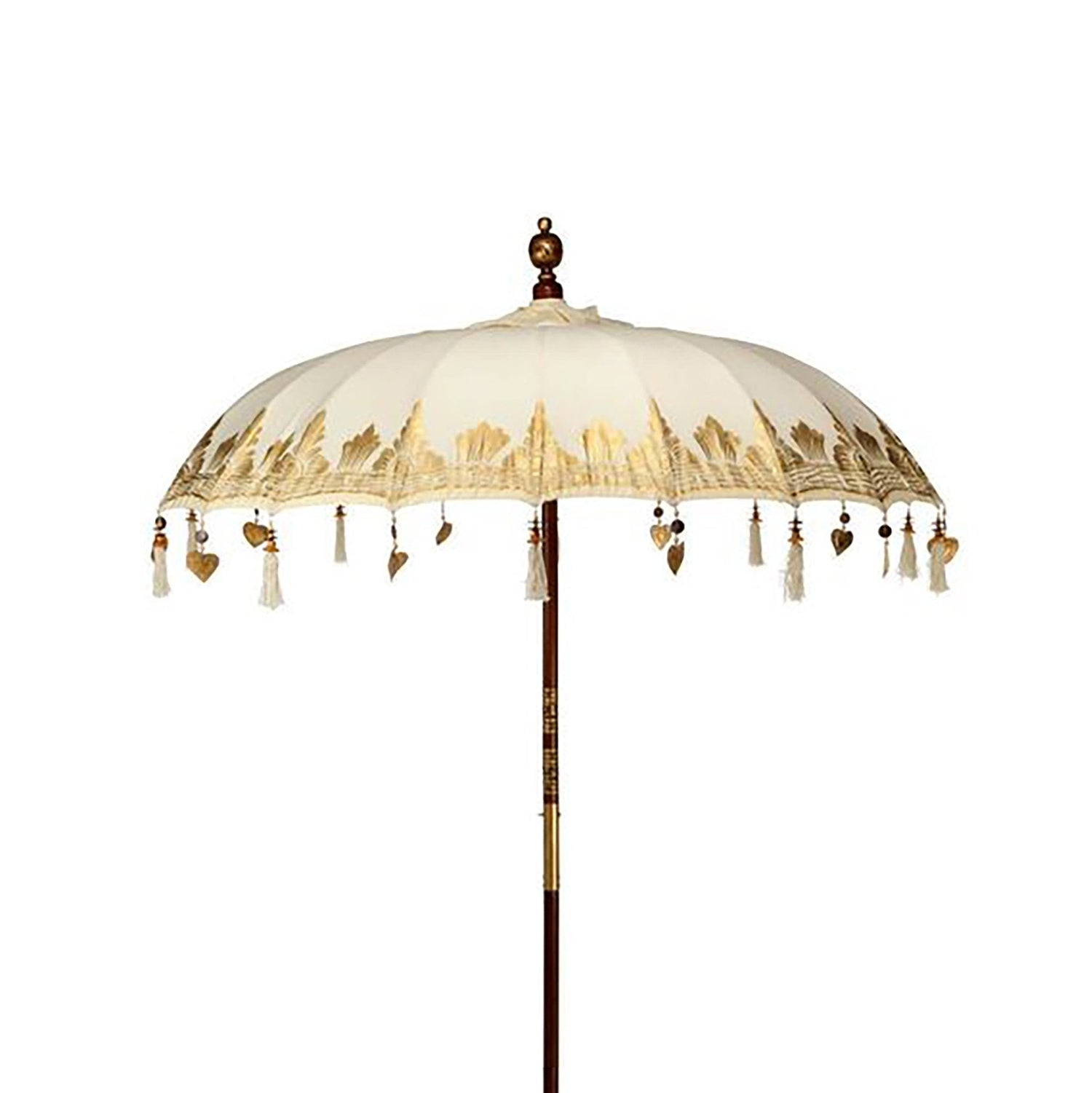 Handcrafted Bali Patio Parasol with Gold Leaf Patterns - 2m Canvas Umbrella for Elegant Outdoor Decor (UK Mainland Shipping Only) - SHAMTAM.COM