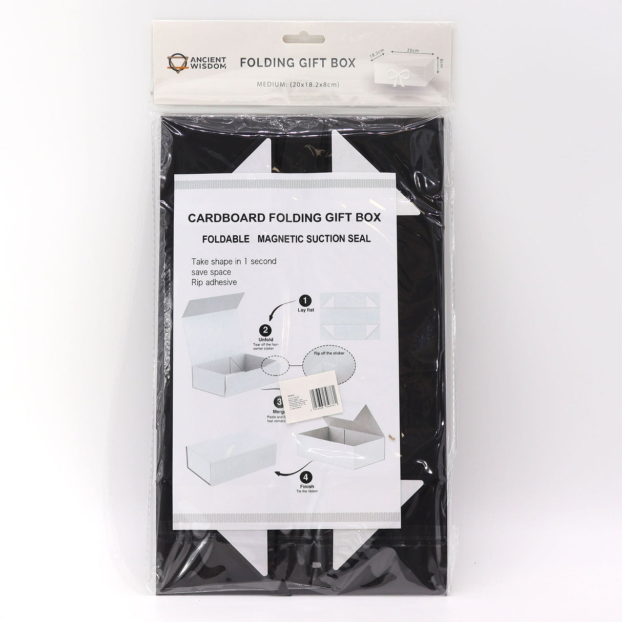 Flat Pack Gift Box - Medium Square (20x18.2x8cm) - Black - SHAMTAM.COM