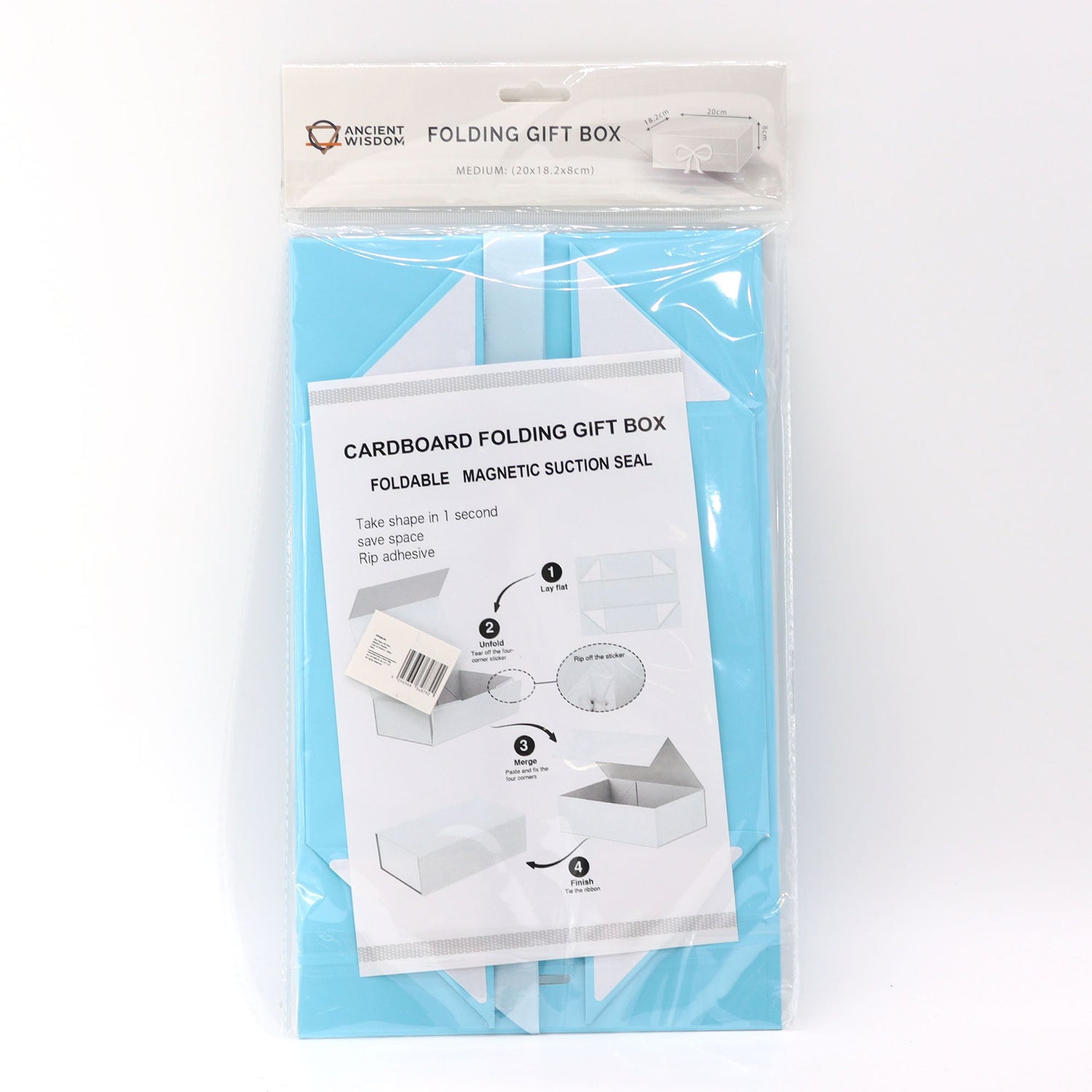 Flat Pack Gift Box - Medium Square (20x18.2x8cm) - Baby Blue - SHAMTAM.COM