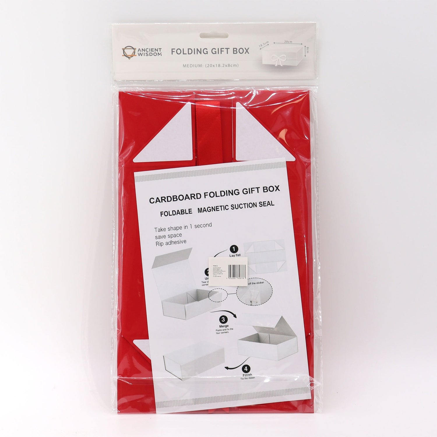 Flat Pack Gift Box - Medium Square (20x18.2x8cm) - Red - SHAMTAM.COM