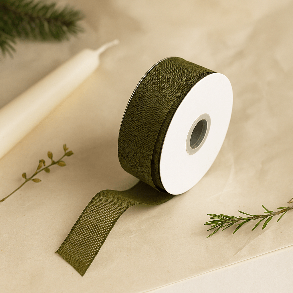 Gift Wrapping Ribbon 38mm x 20m, Xmas Green - SHAMTAM.COM