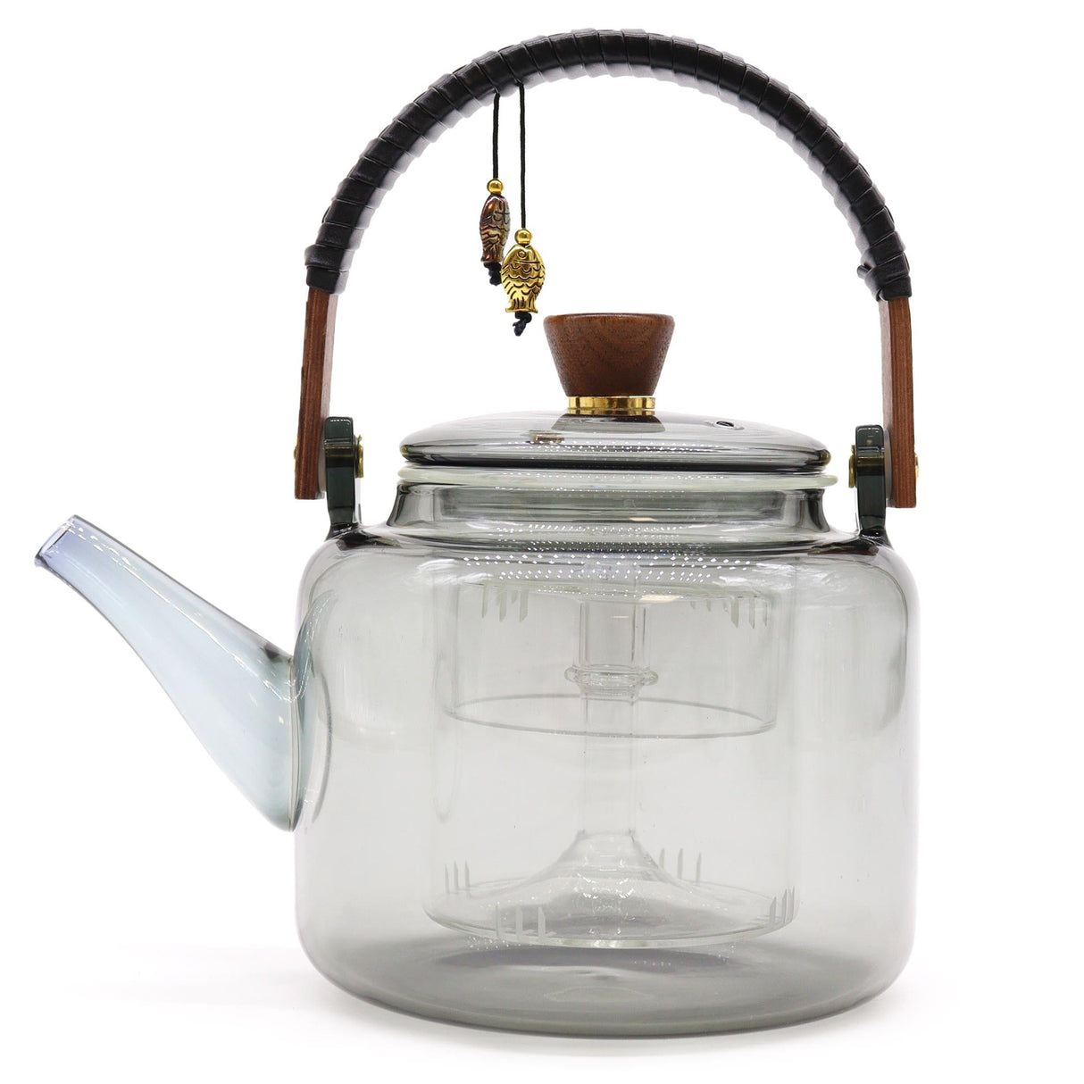 Glass Infuser Teapot - With Steamer System Charcoal - 1000ml - SHAMTAM.COM