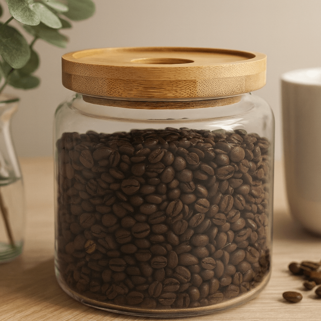 Glass Jar 500ml Bamboo 10cm - SHAMTAM.COM