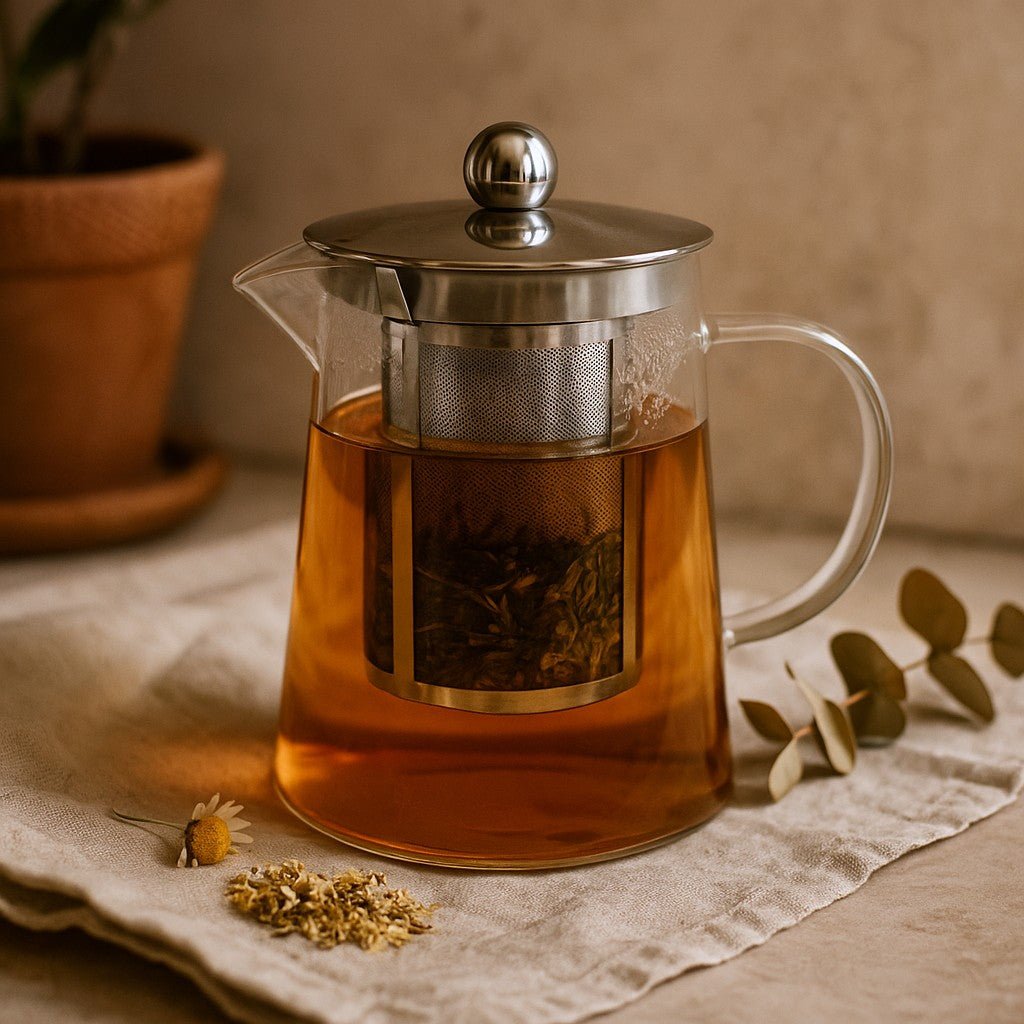 Glass Teapot With Infuser, 750ml Tower Shape - SHAMTAM.COM
