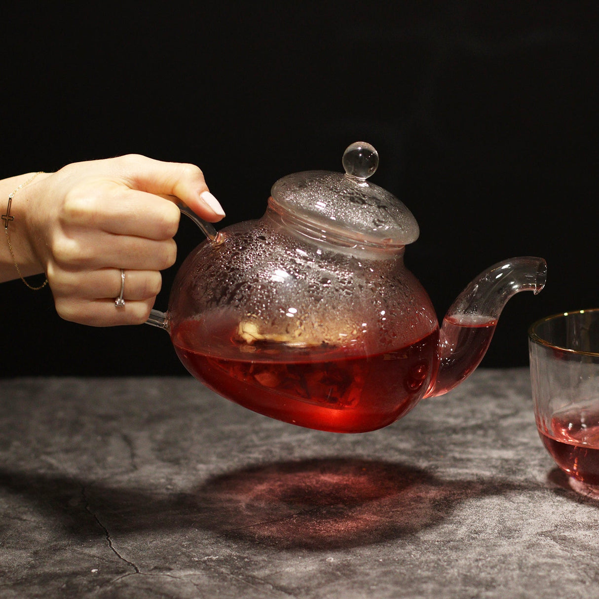 Glass Infuser Teapot - Round Pearl - 800ml - SHAMTAM.COM