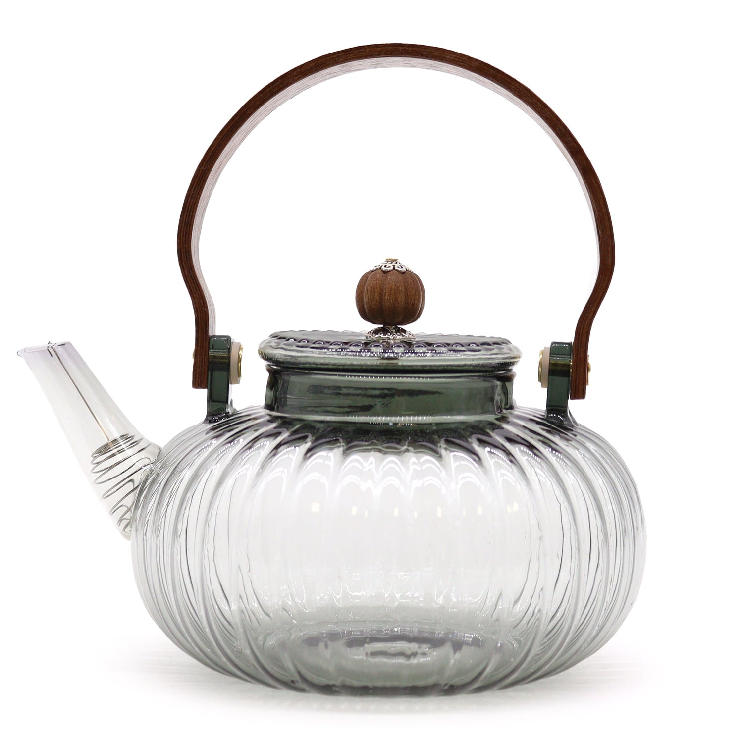 Glass Infuser Teapot - Charcoal Ribbed Pearl - 950ml - SHAMTAM.COM