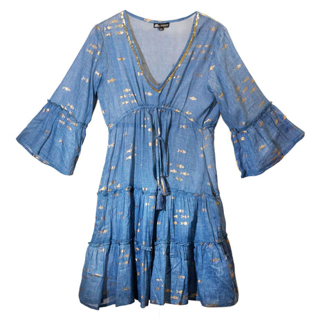 Gold Fish Dress Sea Blue Nomad - SHAMTAM.COM