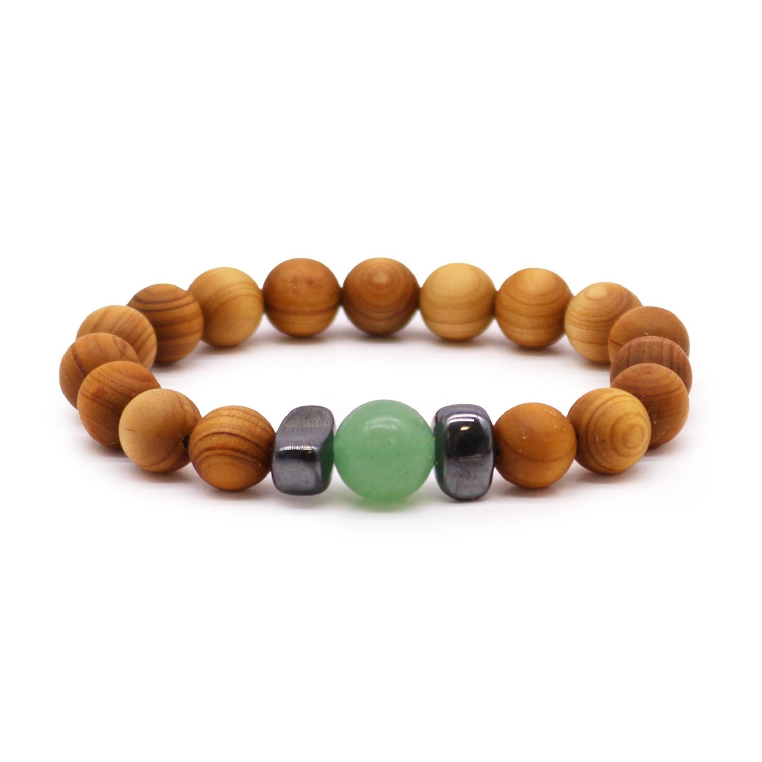 Green Aventurine Bracelet Sacral Chakra Cedarwood - SHAMTAM.COM