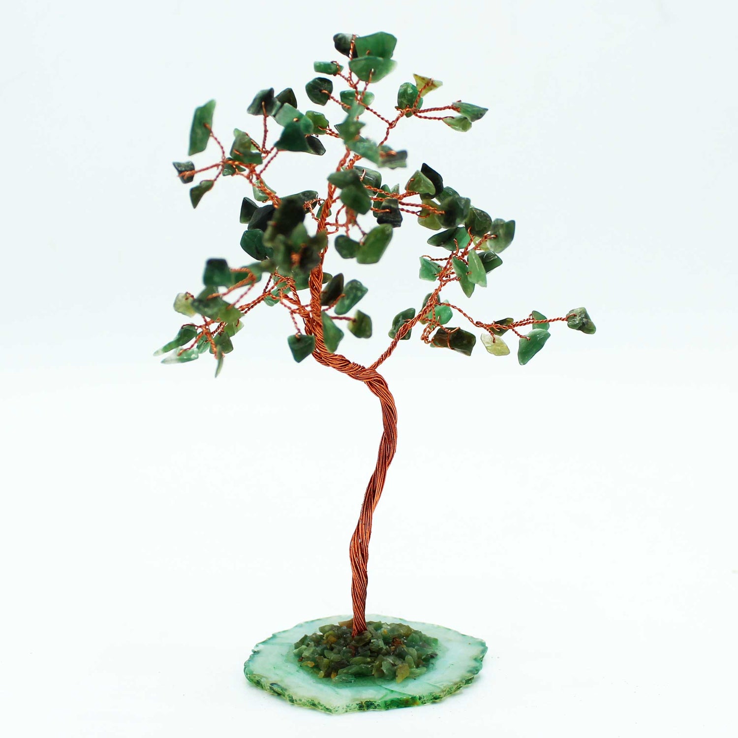 Crystal Tree - Green Aventurine on Green Agate Base 100 gemstones - SHAMTAM.COM